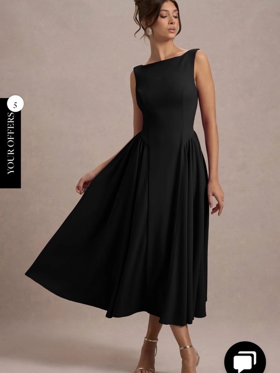 Club L London Dresses & Skirts - MURIEL
Black Boat-Neck Volume-Hem Midi Dress